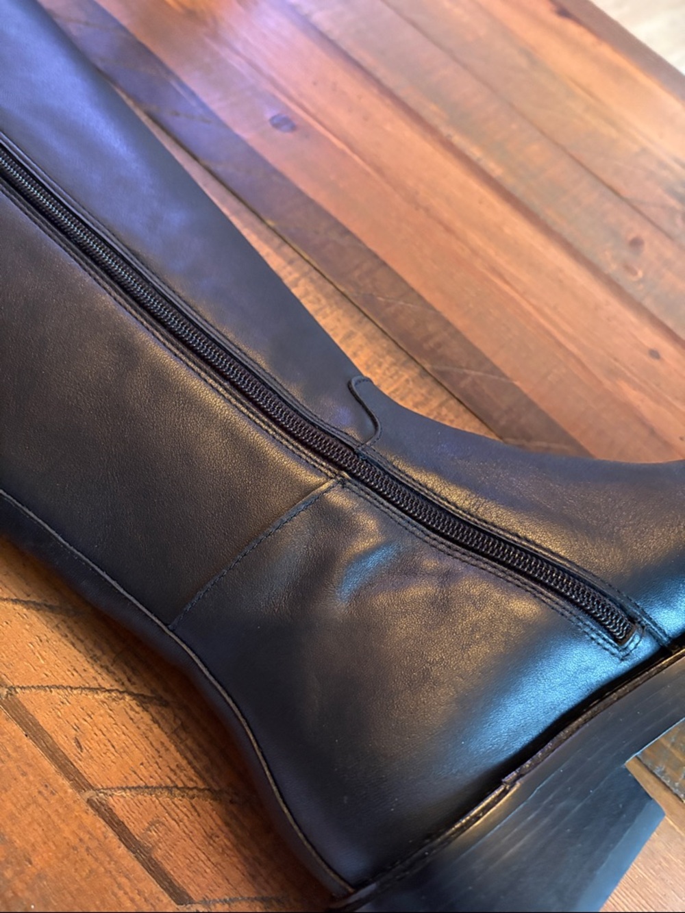 Quince Classic Tall Black Leather Riding Boots size 8 - Picture 9 of 10